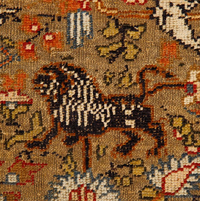 A rug, a semi-antique Turkish souf, ca 185 x 122-133 cm (as well as 1 cm flat weave at the ends).