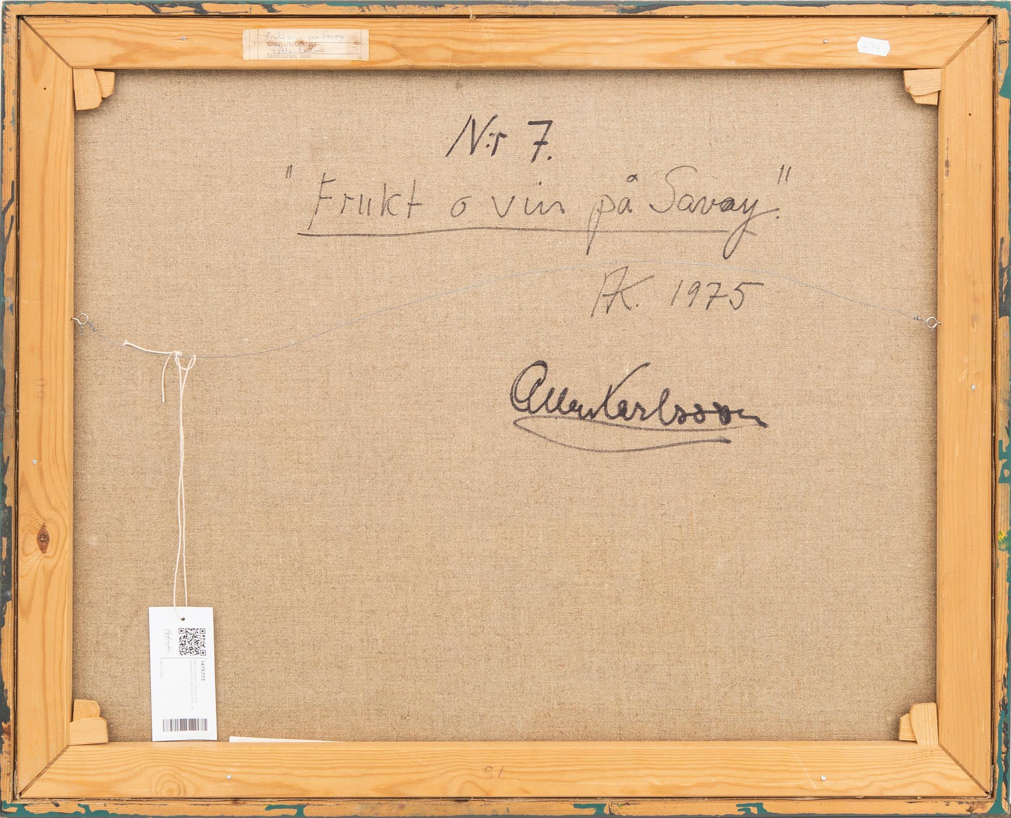 Allan Karlsson, oil on canvas signed and dated 1975.