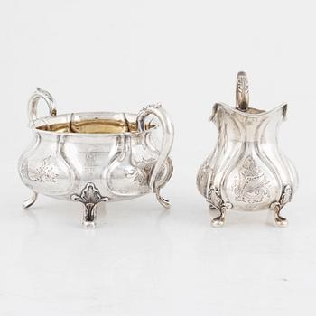 Sugar bowl and creamer, silver, Denmark, including Peter Hertz, Copenhagen 1851.