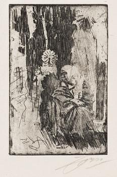 762. Anders Zorn, ANDERZ ZORN, etching, 1886, signed in pencil.