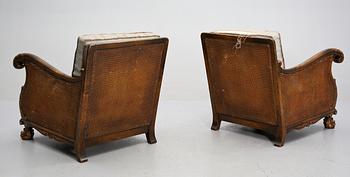 FÅTÖLJER, Chippendalestil, omkring 1900-talets mitt.