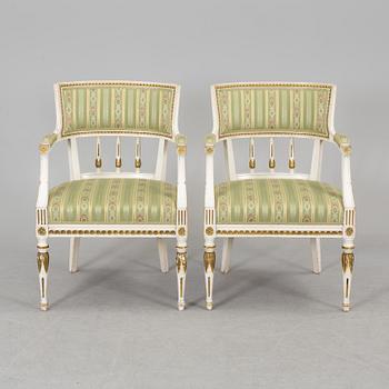 A PAIR OF ARMCHAIRS, gustavian style, mid 1900s.