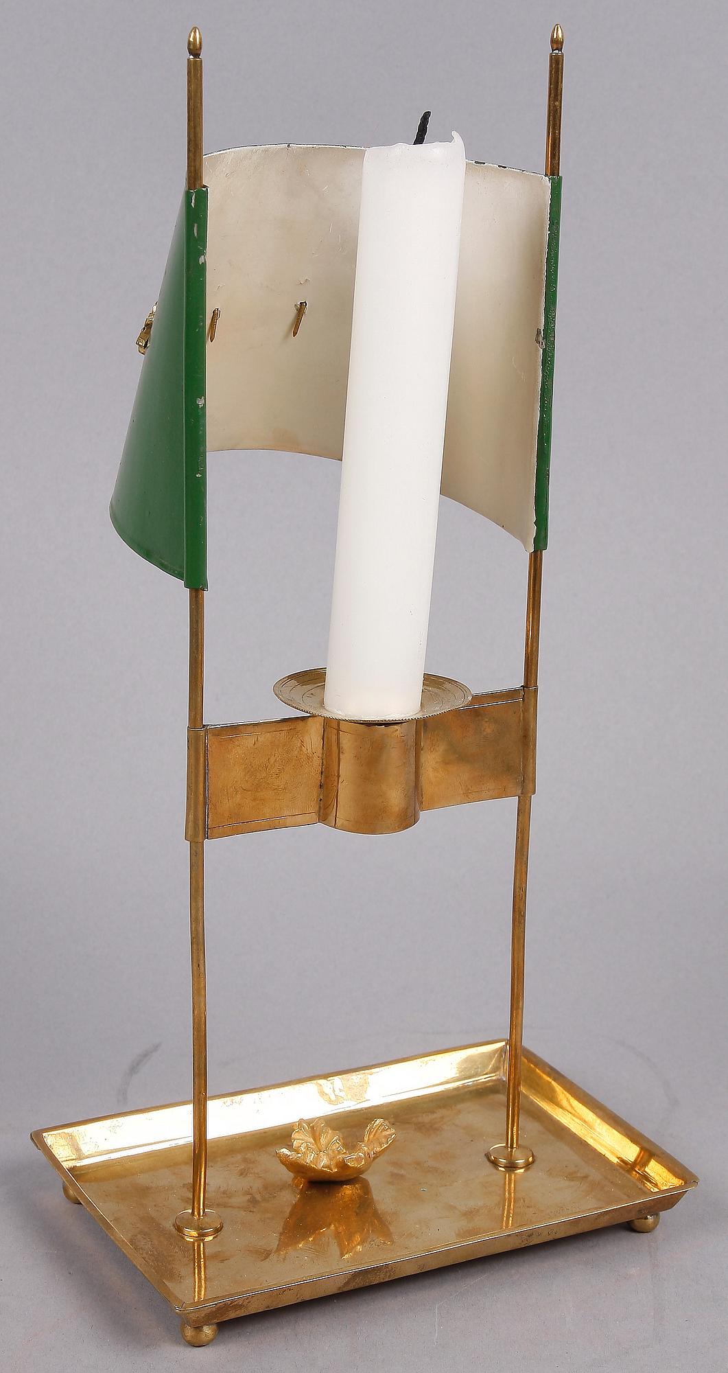 LÄSLJUSSTAKE, mässing, plåt, empiretyp, 1800-tal.