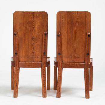 Axel Einar Hjorth, a pair of stained pine 'Lovö' chairs, Nordiska Kompaniet, Sweden 1930s.