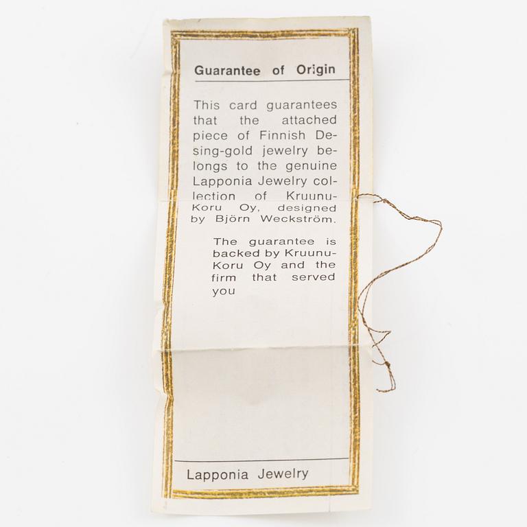 Björn Weckström, örhängen 18K guld med briljantslipade diamanter. Lapponia.