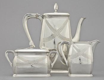 KAFFESERVIS, 3 delar, silver, Swenson & Luhr, Göteborg, 1909. Vikt 1 055 g.