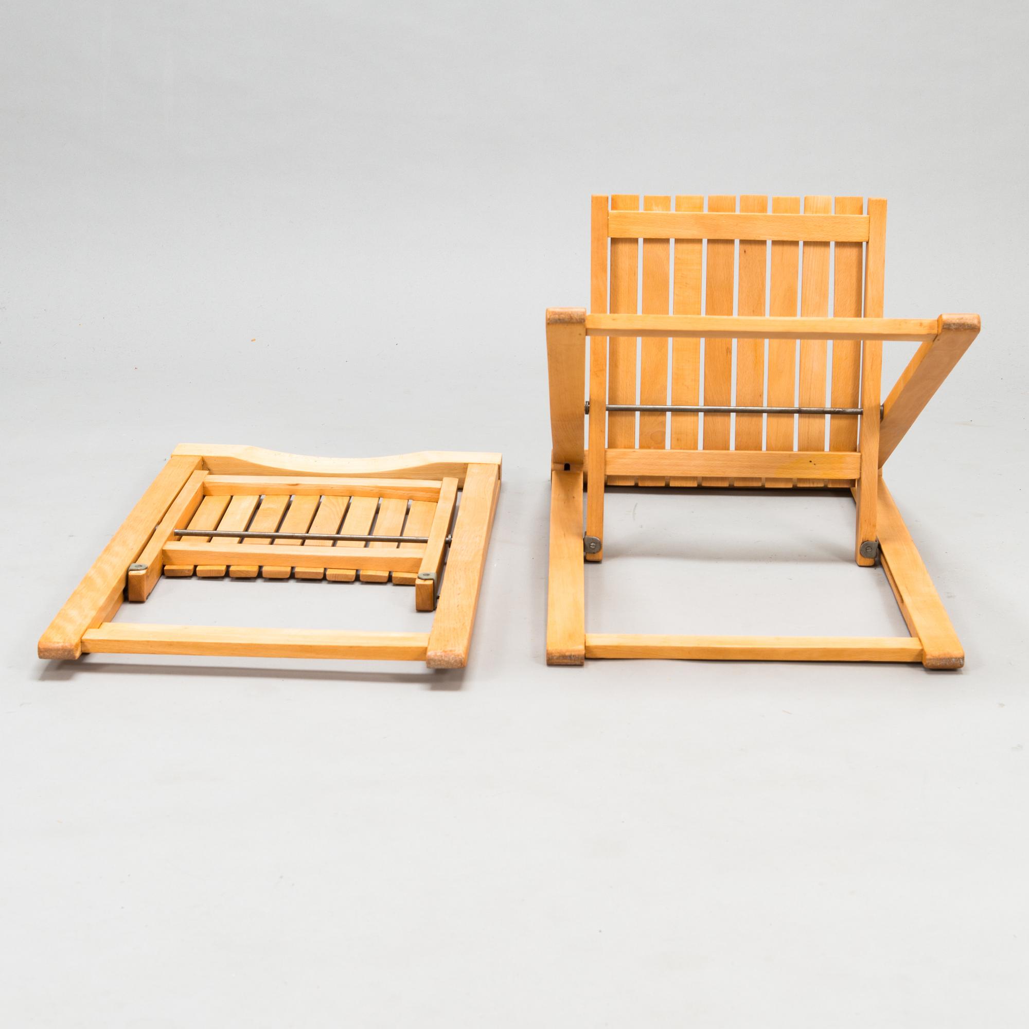 Aldo Jacober, Five 1970's 'Trieste' folding chairs for  Bazzani, Italy.