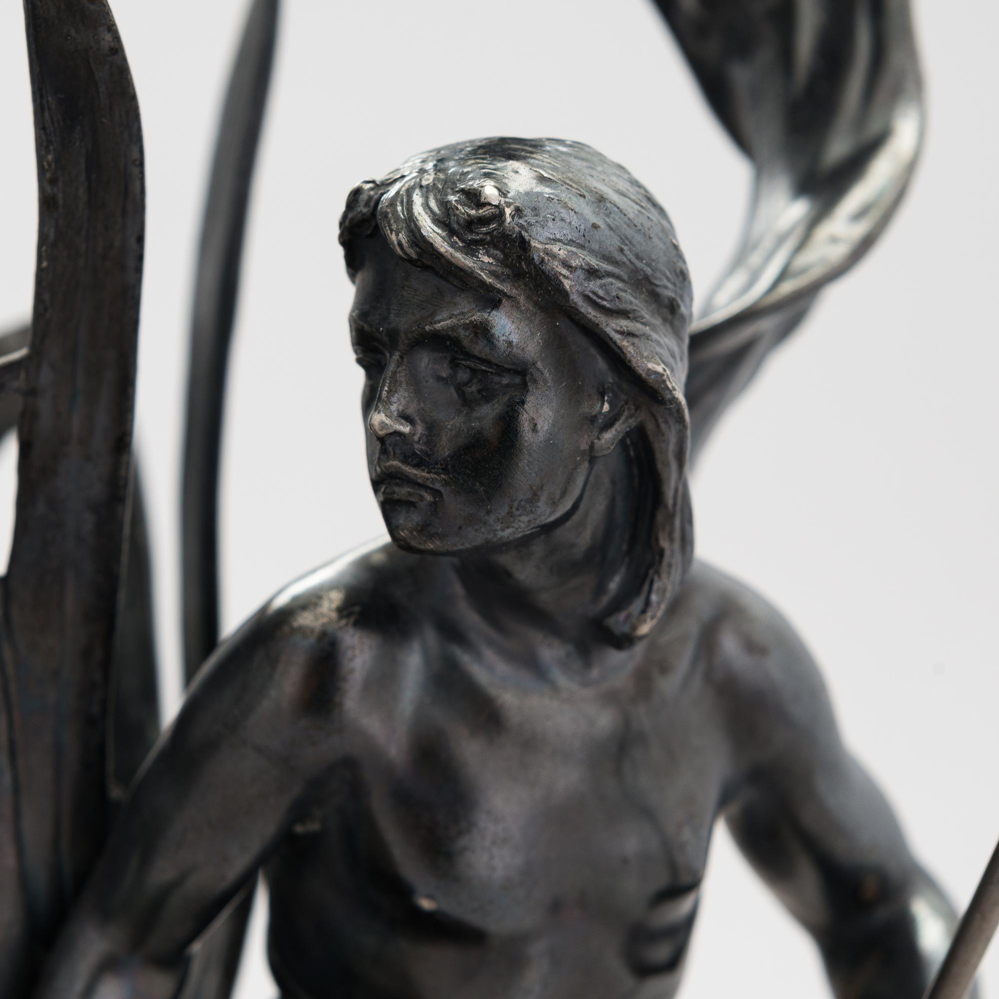 Vaser, 2 st, försilvrad metall, art nouveau, WMF, 1900-talets början.