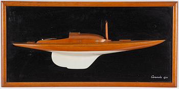 Båtmodell, omkring 1900-talets mitt.
