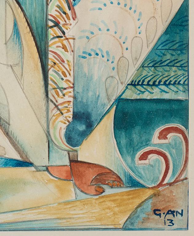 Gösta Adrian-Nilsson, "Indian" in a cubist landscape.