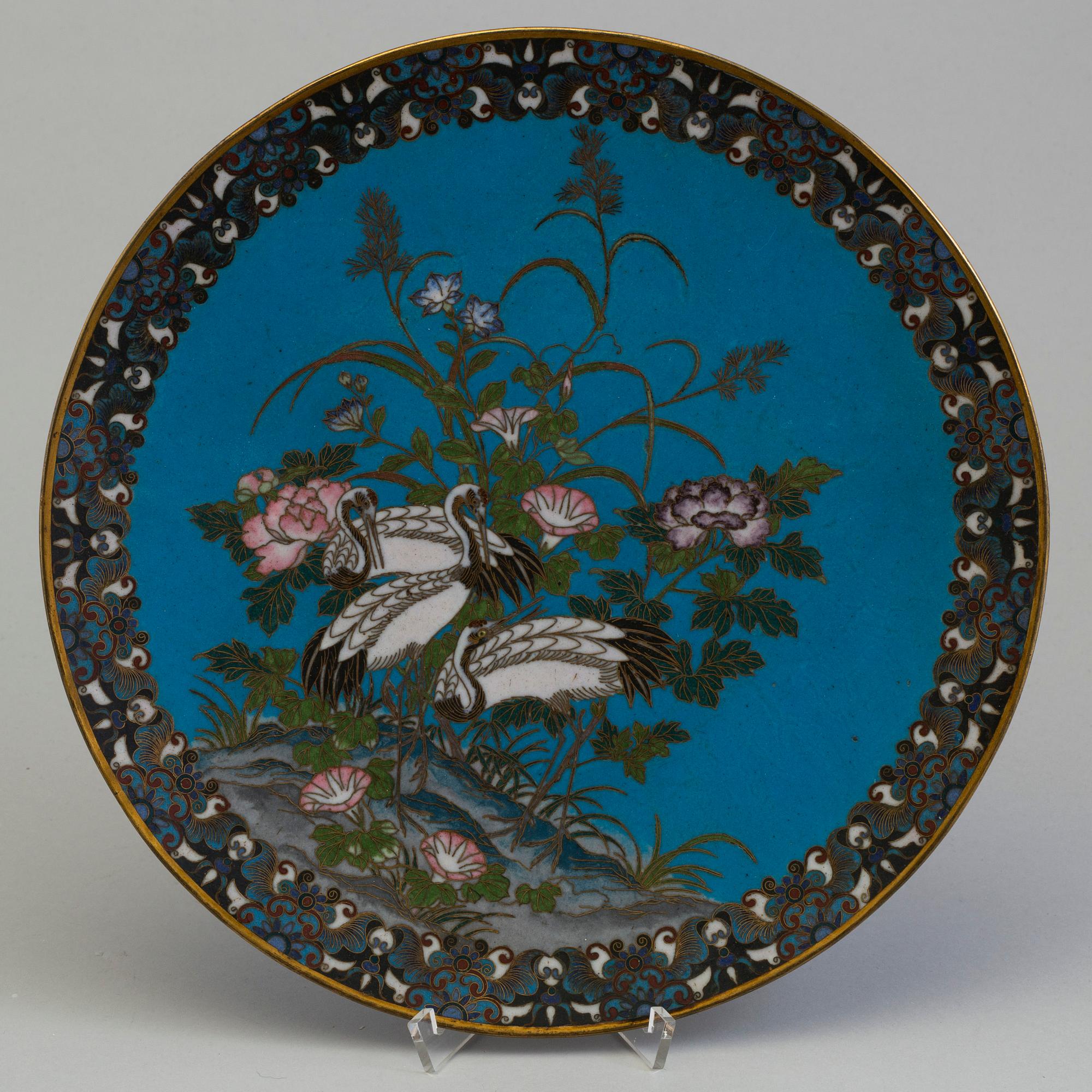 A Chinese 20th century cloisonne dish.