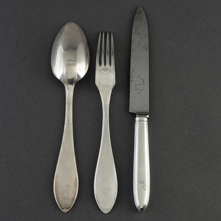 Thirtyfour pieces of silver cutlery by CG Hallberg Stockholm 1901.