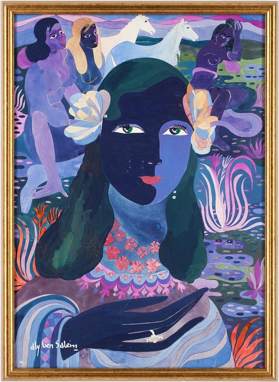 ALY BEN SALEM, gouache på papper, signerad.