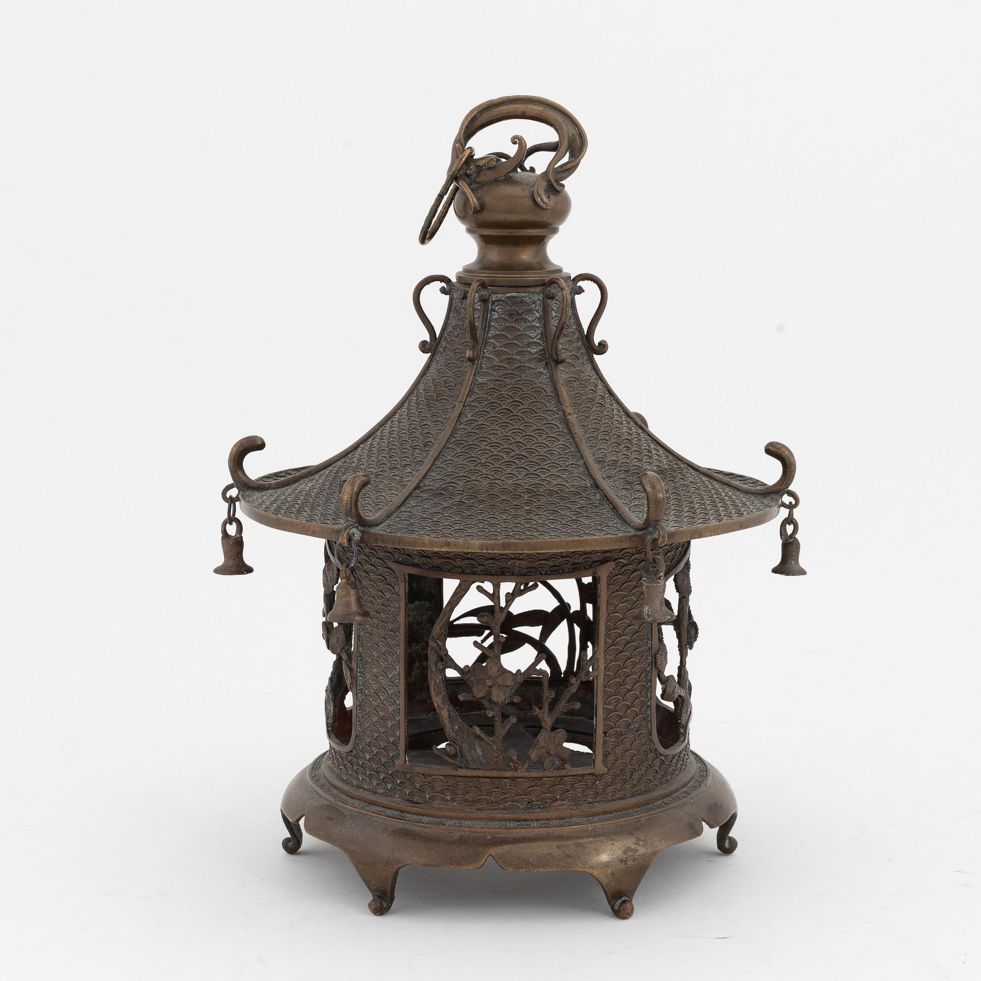 A Japanese 'Toro' bronze hanging lantern, early 20th Century.