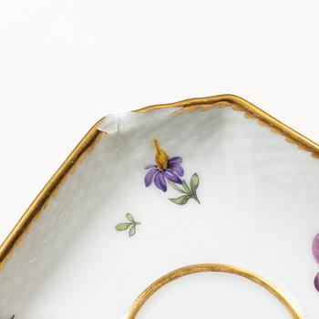 Royal Copenhagen, twelve cream cups with saucers, 'Saxon Flower', Denmark, 1923-34.