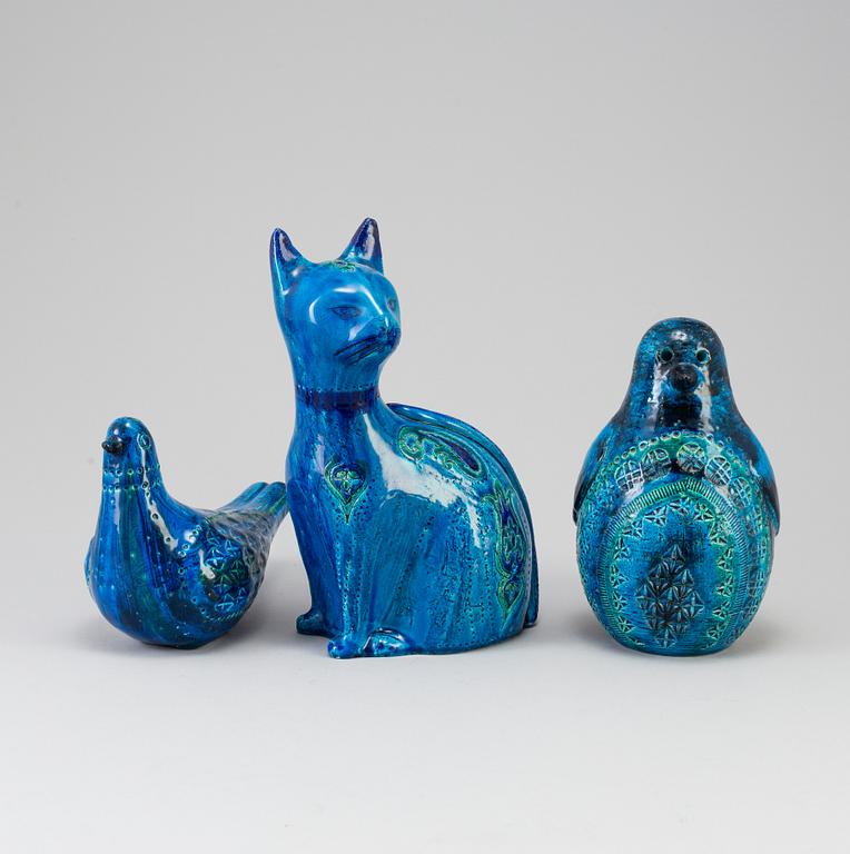 Three stoneware figurines designed by Aldo Londi for Bitossi, second half of the 20th century.