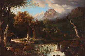 Friedrich August Elsasser, Landscape with waterfall.