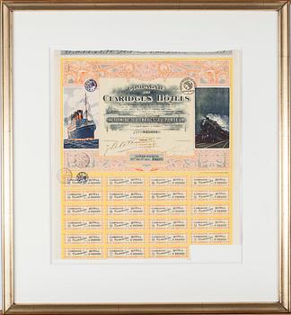 AKTIEBREV, Claridges Hotels 1921