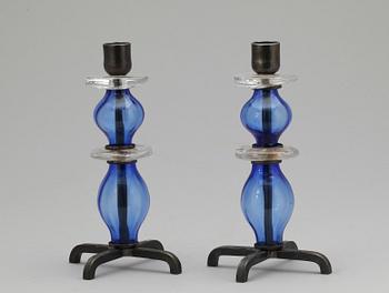 LJUSSTAKAR, ett par, glas och smide, Erik Höglund.