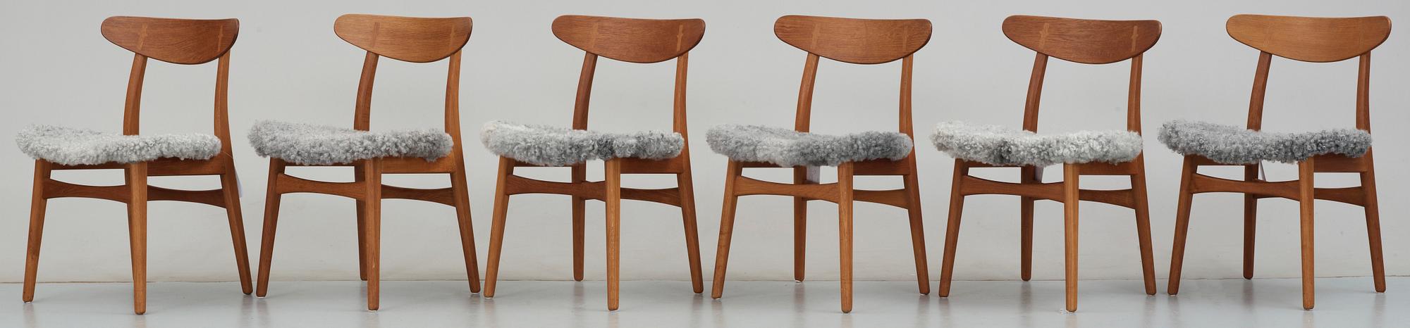 STOLAR, 6 st, "ch 30", Hans J Wegner, Carl Hansen, Danmark 1950-60-tal.