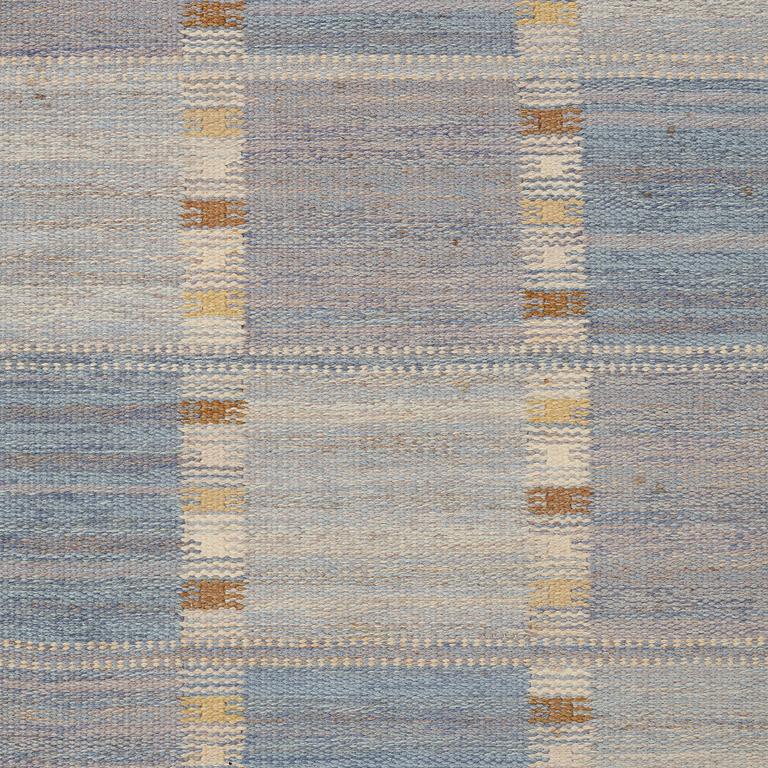 Barbro Nilsson, MATTO, "Falurutan, lättblå III", flat weave, ca 302 x 201 cm, signed AB MMF BN.