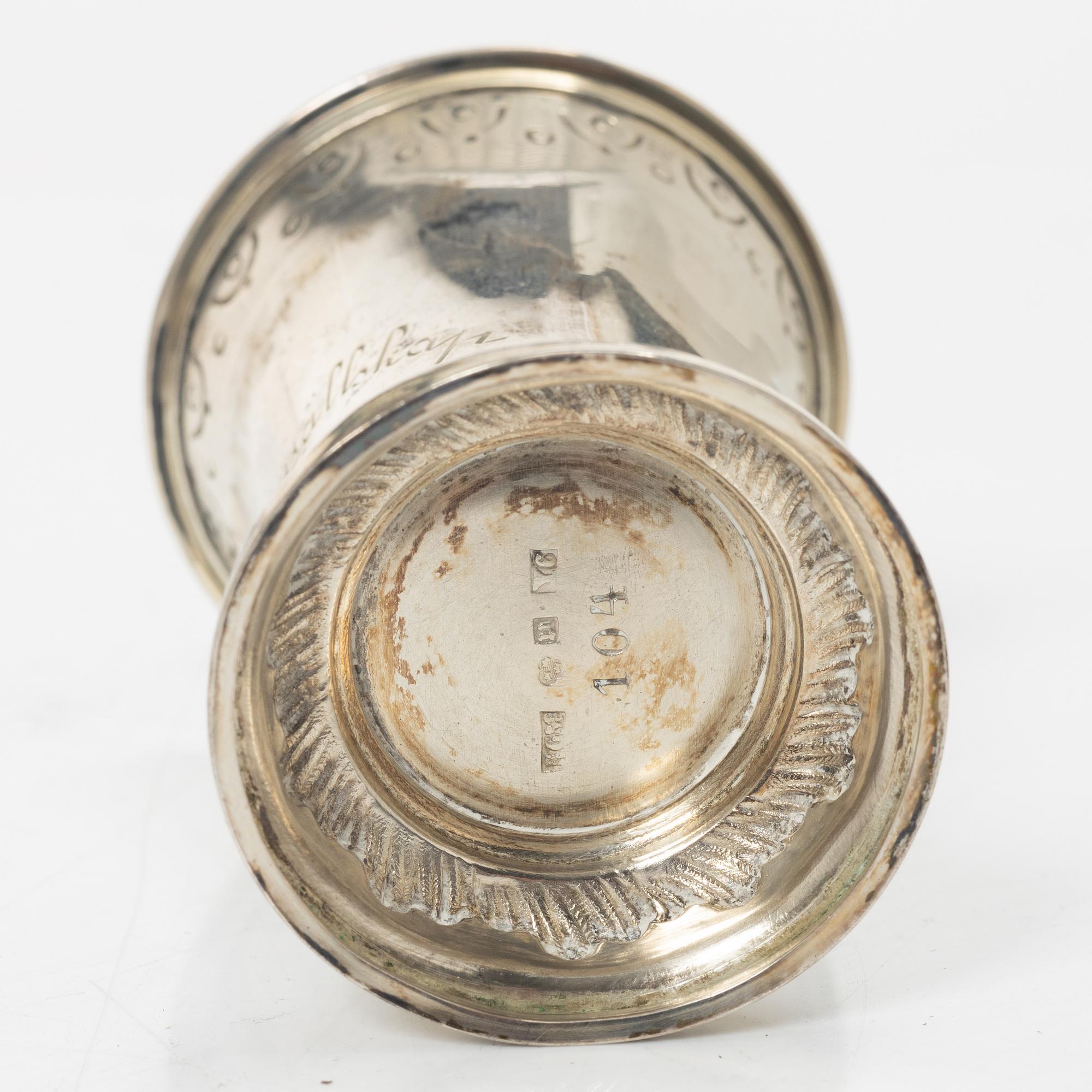 Twelve Swedish silver beakers, mark of KG Markströms, Uppsala 1901-1909.