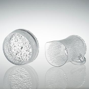 TAPIO WIRKKALA KANNA OCH SKÅL av glas, "Ultima Thule", Iittala.