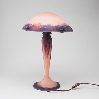 An early 20th century table lamps, signed Le Verre Francais.