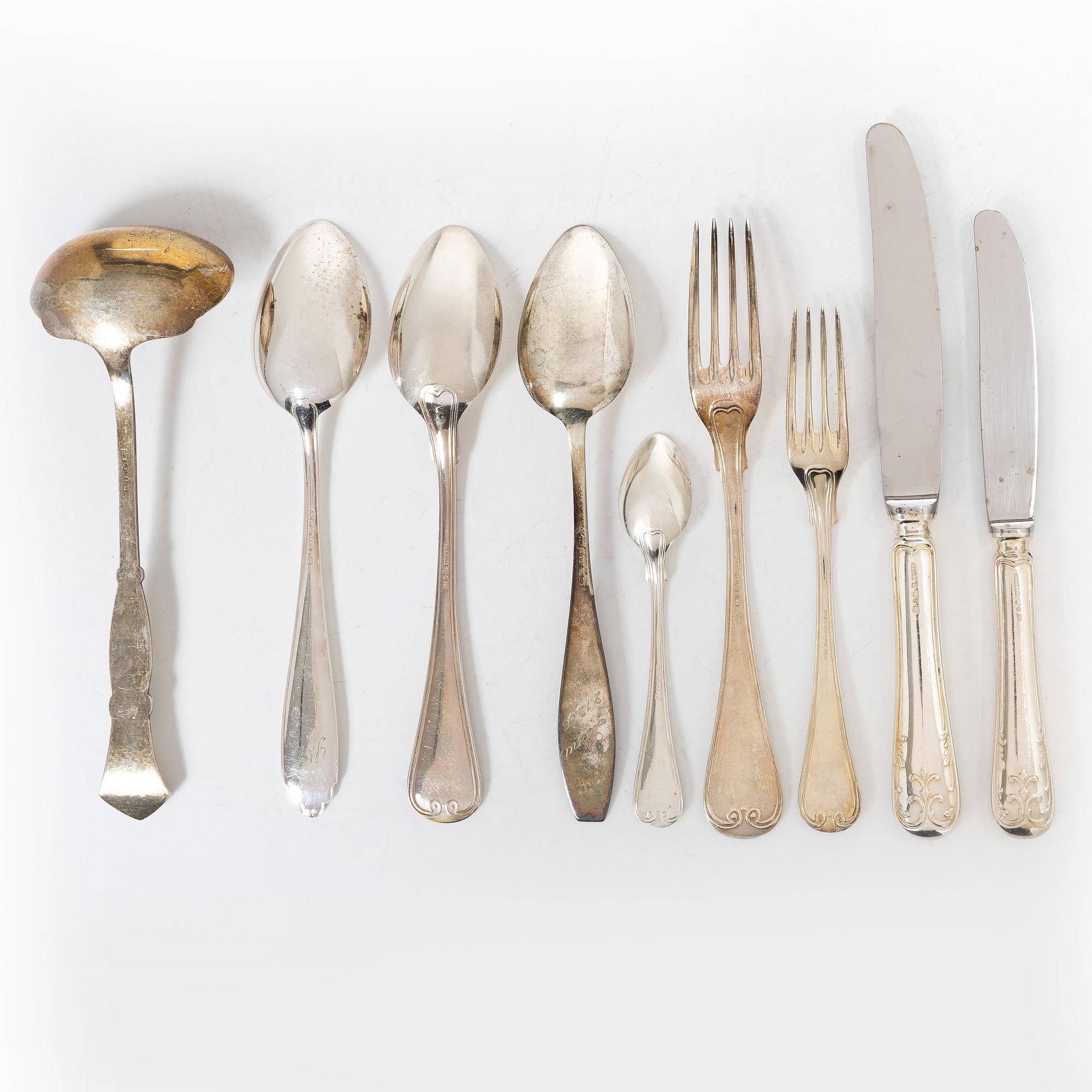 A 72-piece silver flatware set, Mema, Sweden, 1973-75, and eight other pieces of varying models.