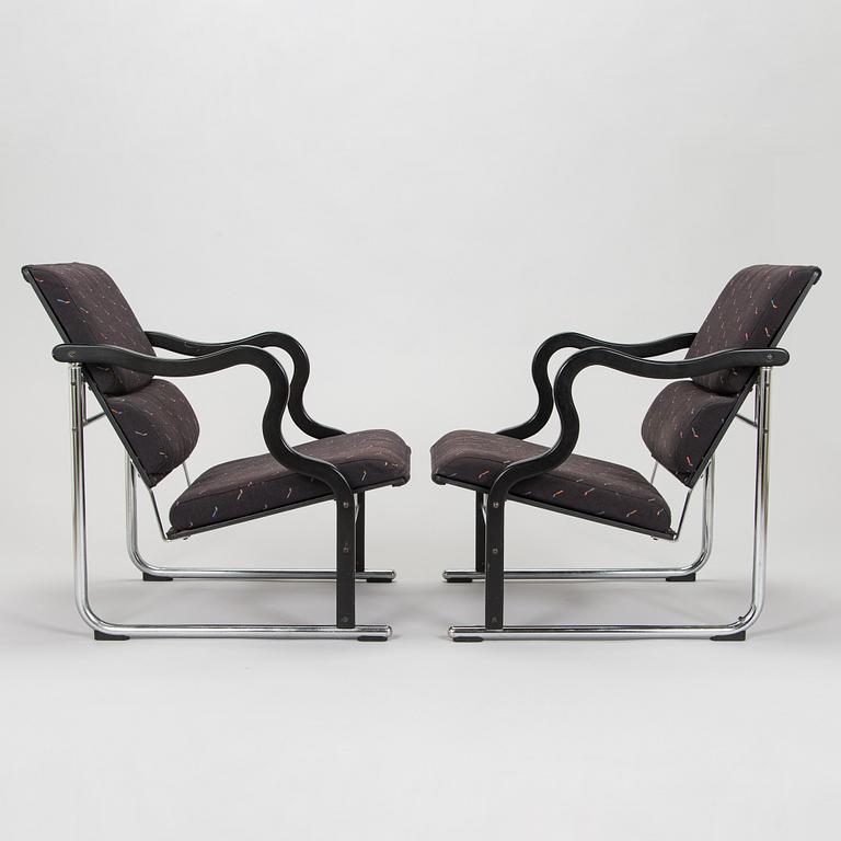 Yrjö Kukkapuro, A pair of 1980s 'Experiment' open armchairs for Avarte, Finland.