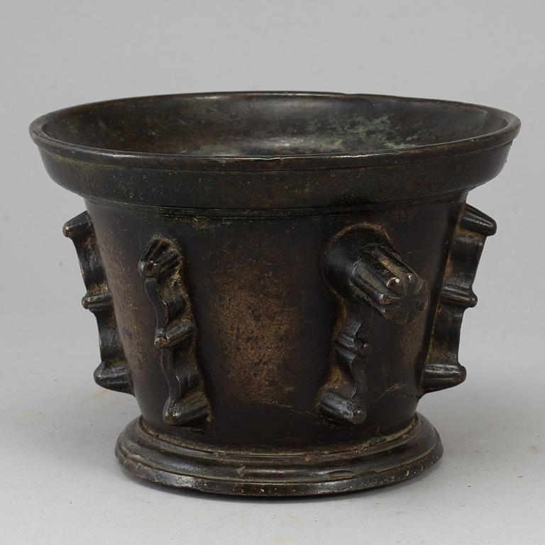 A 16th century bronze mortar.