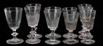 GLAS PÅ FOT, 10 st, pressglas, 1800-tal.