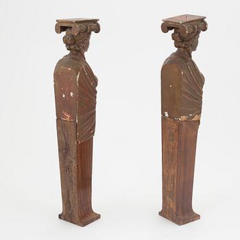 A pair of caryatid decorative elements, second half of the 19th century.