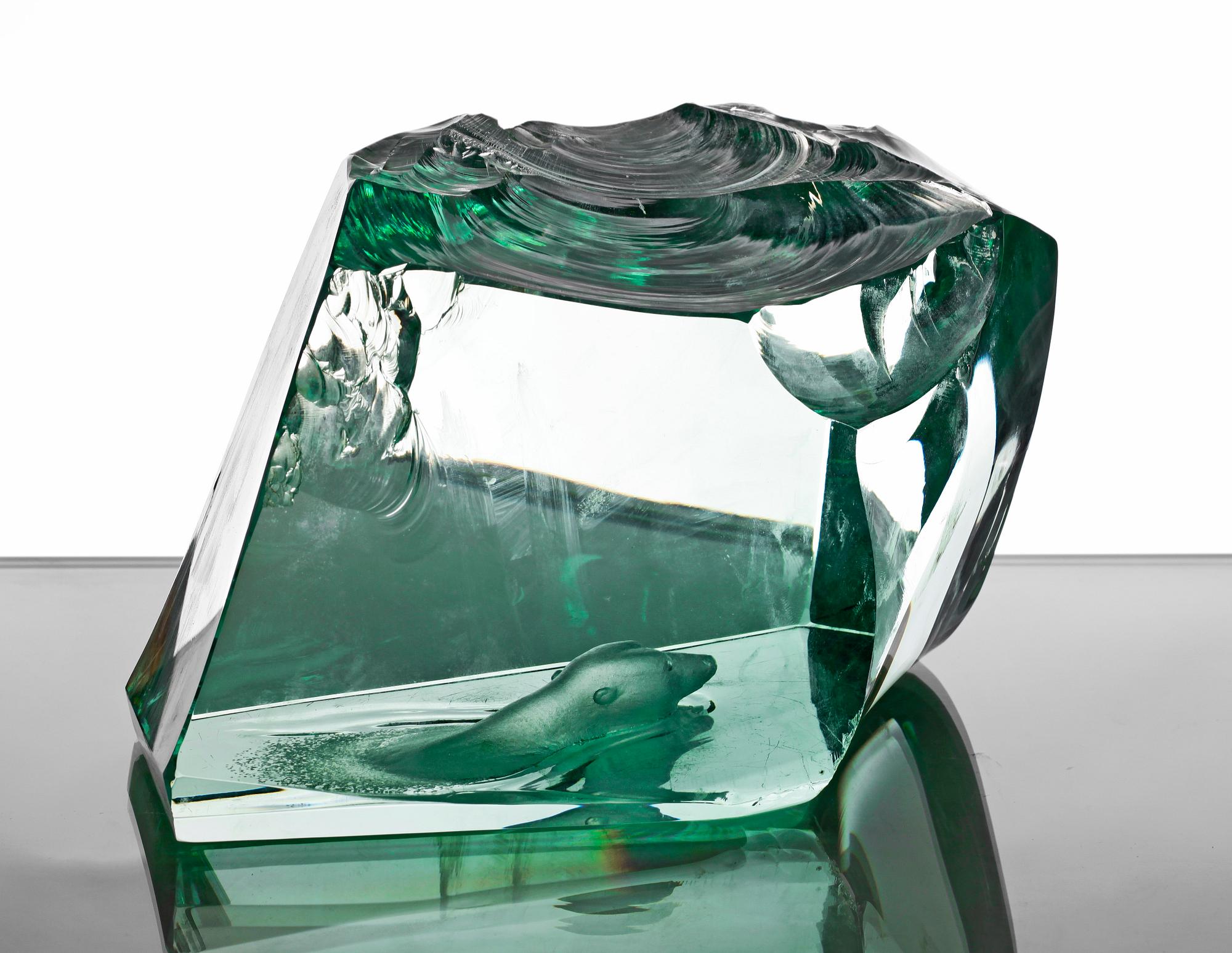 SKULPTUR, glas, Vicke Lindstrand Kosta. Sign.