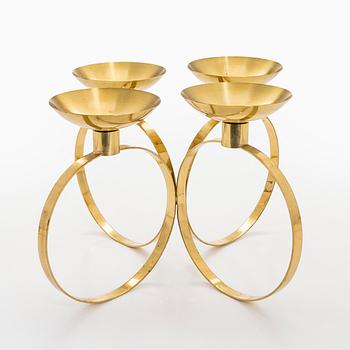 Kaija Aarikka, A 'Pöytälukki' brass candelabrum, Aarikka Finland. Model designed in 1974.