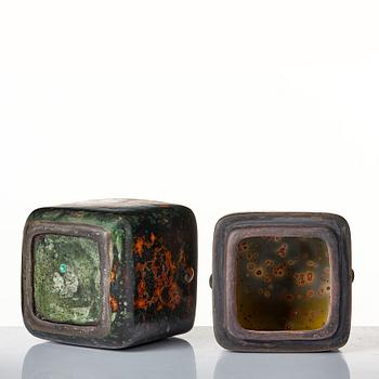 Hans Hedberg, a set of three faience boxes, Biot, France.