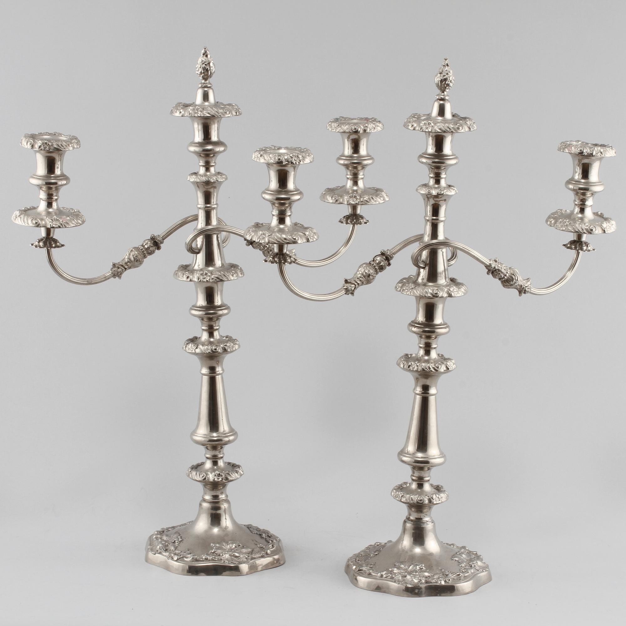 KANDELABRAR, ett par, nysilver, 1900-talets mitt/andra hälft.