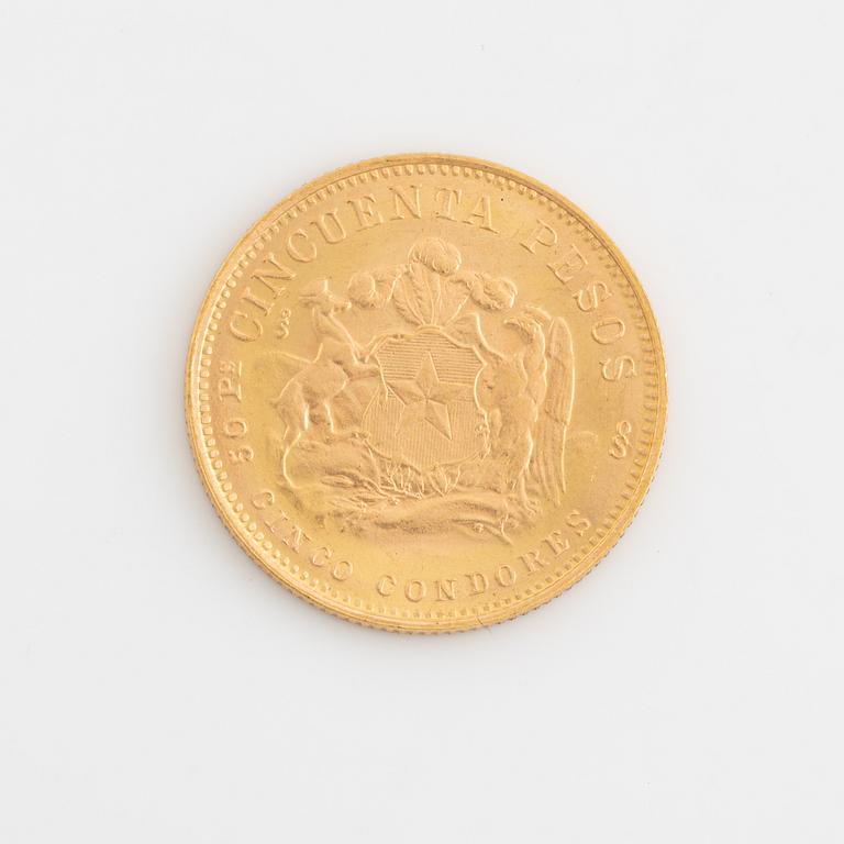 A Chilean goldcoin, 50 Pesos 1974.