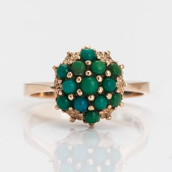 A 14K gold and turquoise ring, H. Lahtinen & Co, Helsinki 1973.