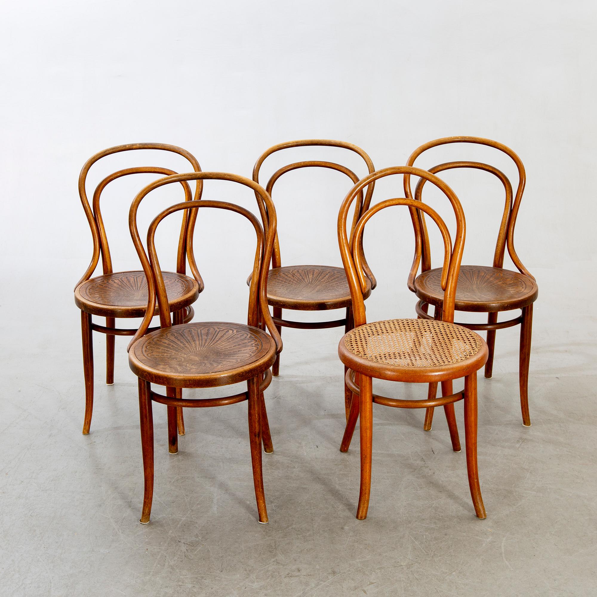 Thonet/Kohn, Chairs, 5 pcs, first half of the 20th century.
