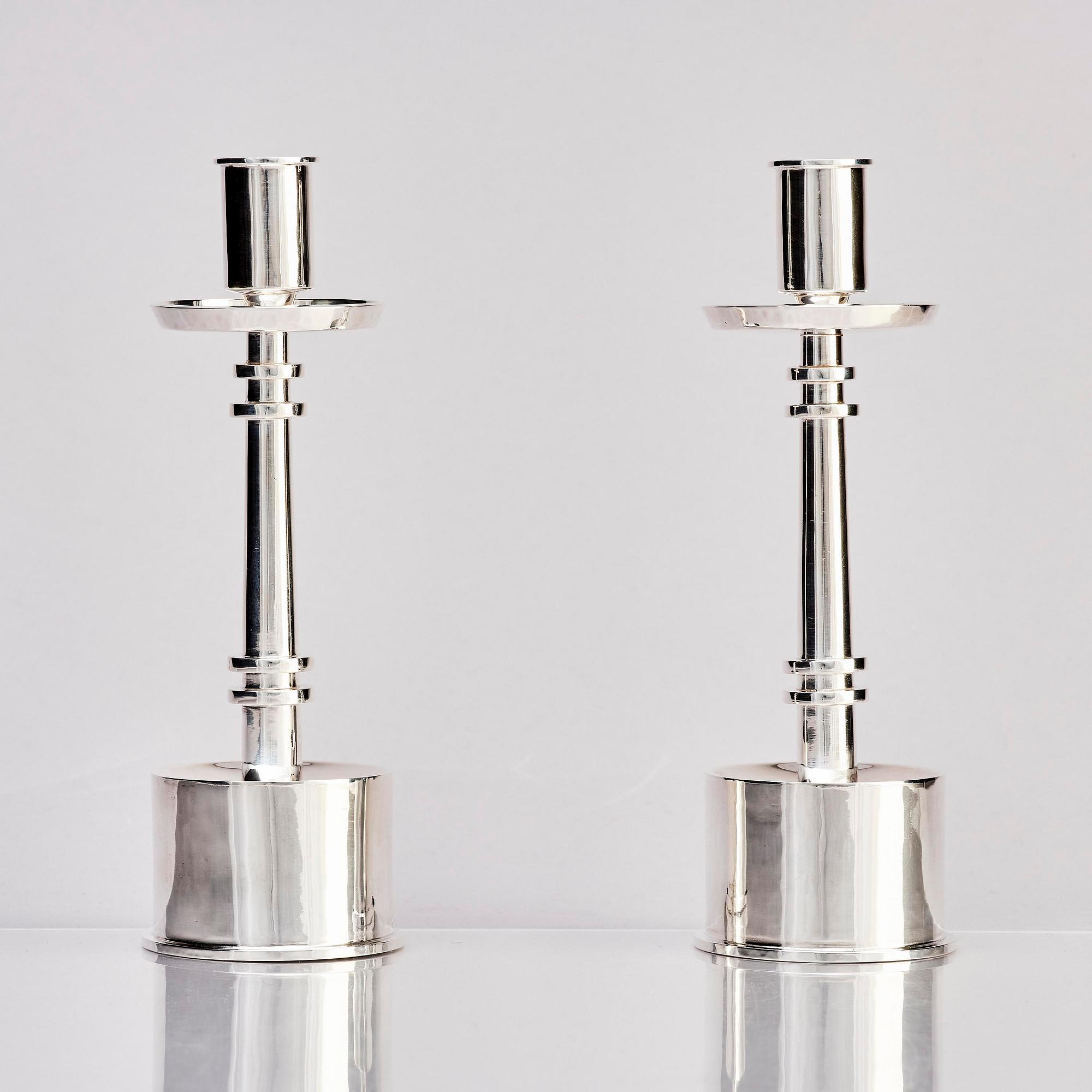 Claës Giertta, a pair of silver candlesticks, Stockholm 1965.