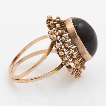Ring 14K gold with quartz/tiger's eye.
