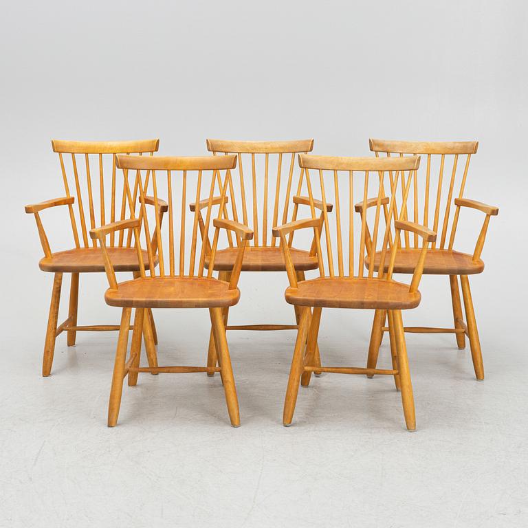 Carl Malmsten, five "Lilla Åland" armchairs, Stolab, Sweden, 1999.