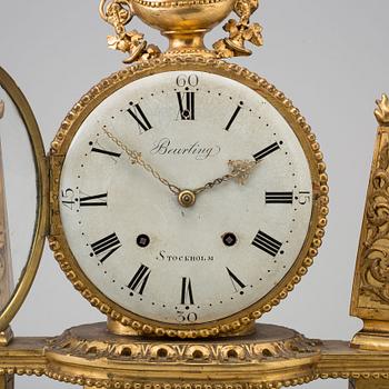 A late gustavian table clock, signed Beurling, Stockholm. Late 18th / early 19th century.