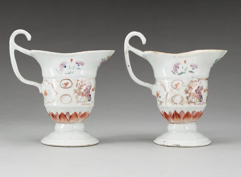 KANNOR, ett par, kompaniporslin. Qing dynastin, Qianlong (1736-95).