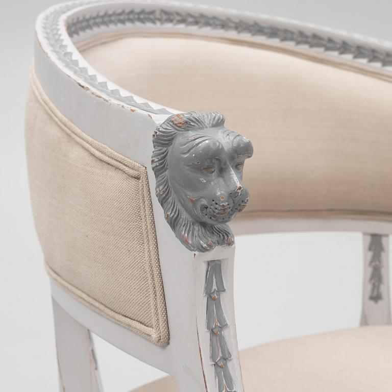 A late Gustavian style armchair, contemporary.
