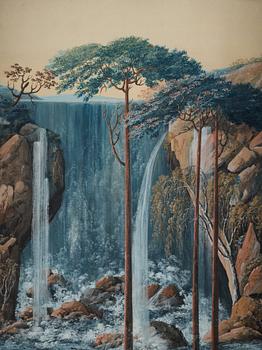 Anders Gustaf von Düben, The waterfalls in Bergpark Wilhelmshöhe, Germany, a pair.