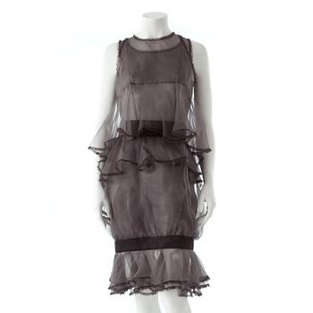 379. CHANEL, a grey silk chiffon evening dress in two parts, autumn 2008.