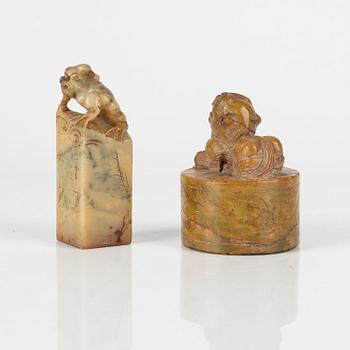 Two Chinese seal stamps, circa 1900.