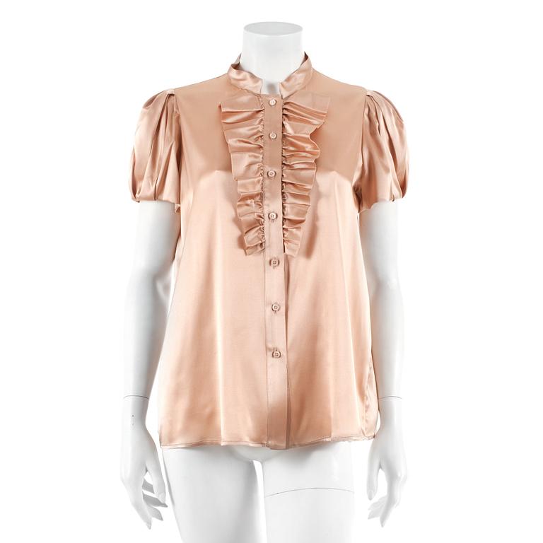 PRADA, powderpink silk blouse. Italian size 46.